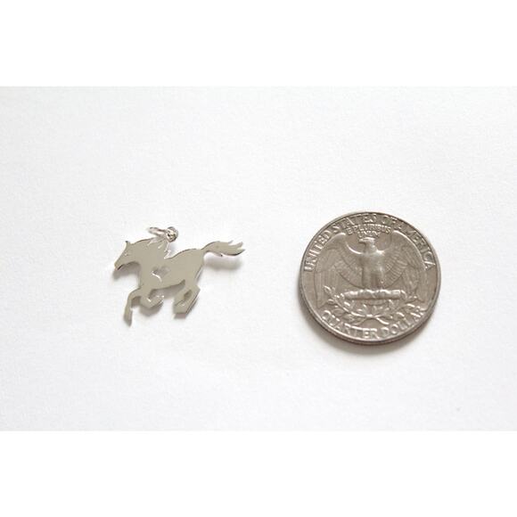 Sterling Silver Horse Pendant, Silver Horse Pendant with Heart, Stallion Pendant - Picture 3 of 4